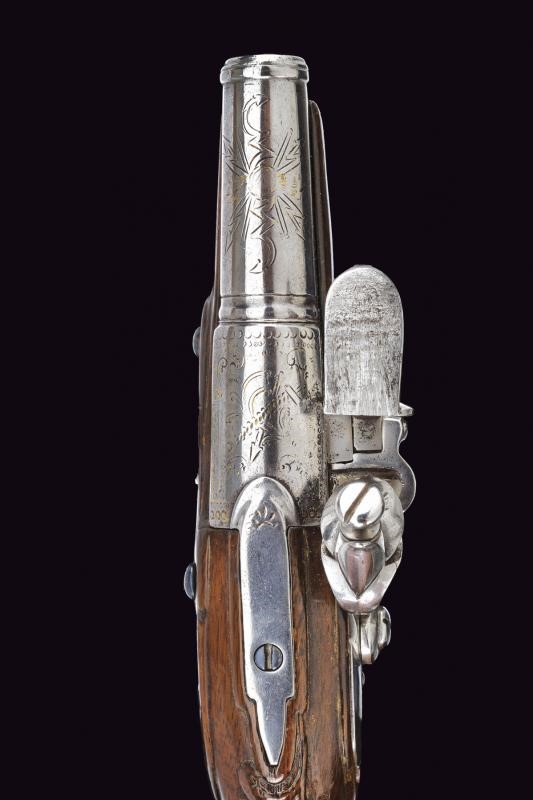 Pistola a Pietra Focaia da Viaggio Firmata Sagot