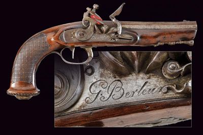 Pistola a Pietra Focaia da Ufficiale di G. Berleur