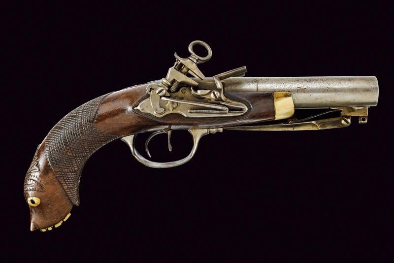 Interessante Pistola alla Micheletta a Due Canne con Baionetta a Scatto