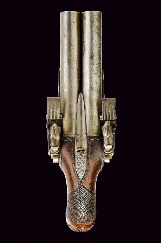 Interessante Pistola alla Micheletta a Due Canne con Baionetta a Scatto
