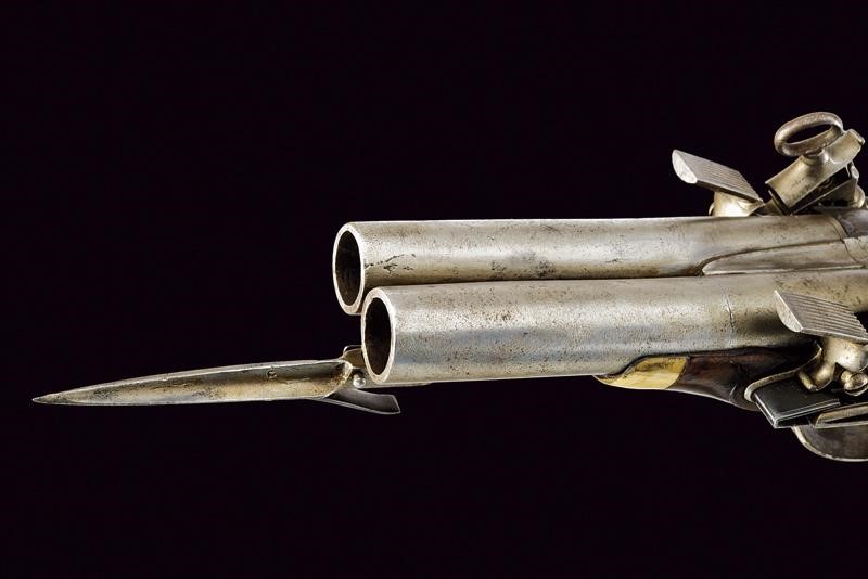 Interessante Pistola alla Micheletta a Due Canne con Baionetta a Scatto