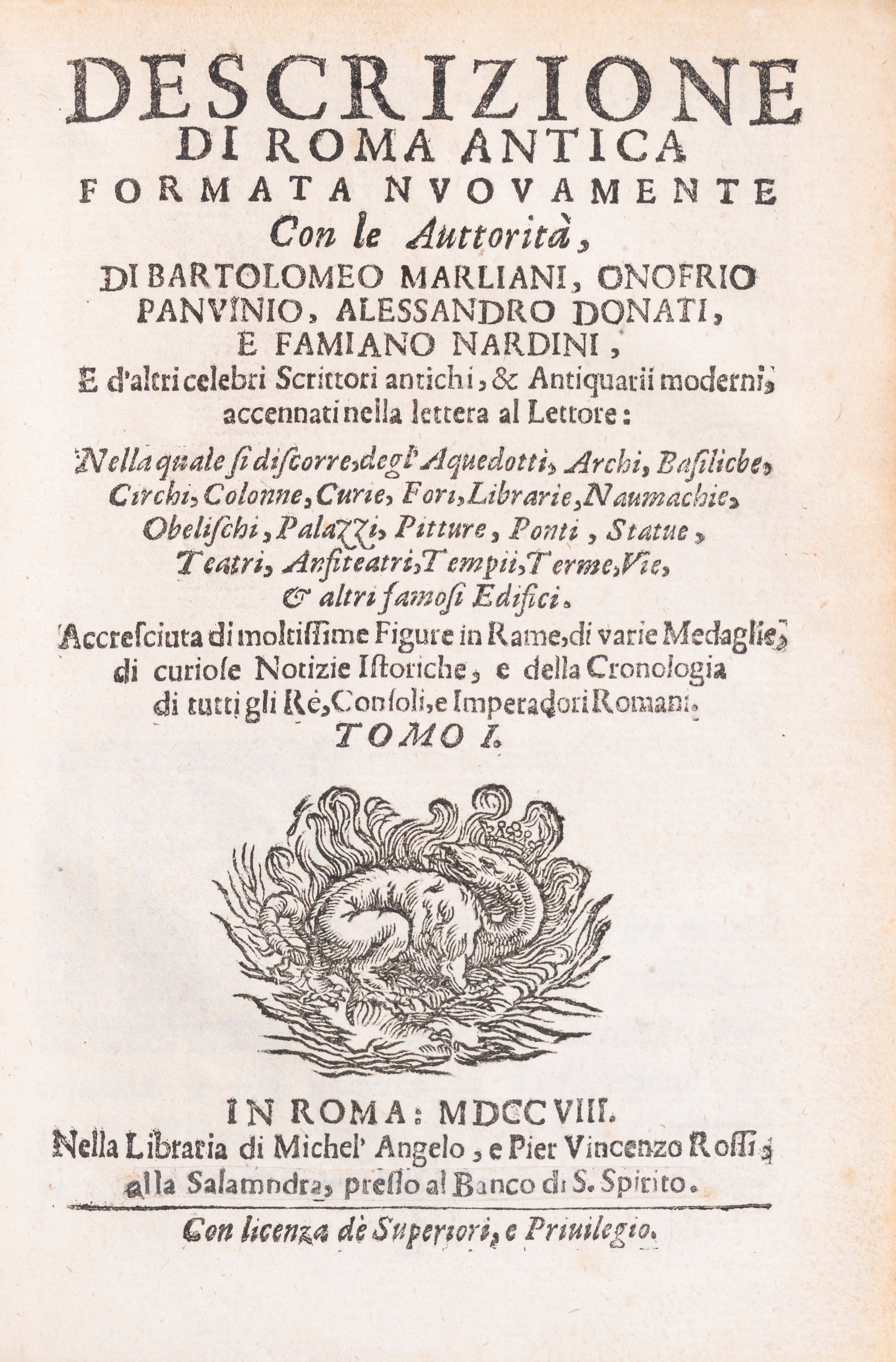 Michelangelo & Pier Vincenzo De Rossi - Descrizione di Roma Antica, 1708, in 2 volumi