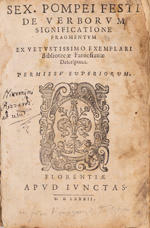 Sex. Pompei Festi de verborum Significatione Fragmentum