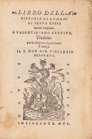 Libro della Historia de romani di Sesto Ruffo huomo consolare