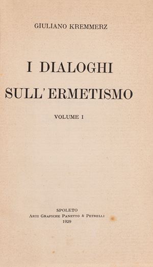 I dialoghi sull'Ermetismo - Volume I