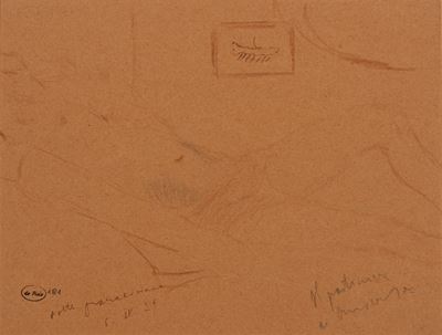 Nudo disteso (Il pasticciere di Anversa), matita marrone su carta