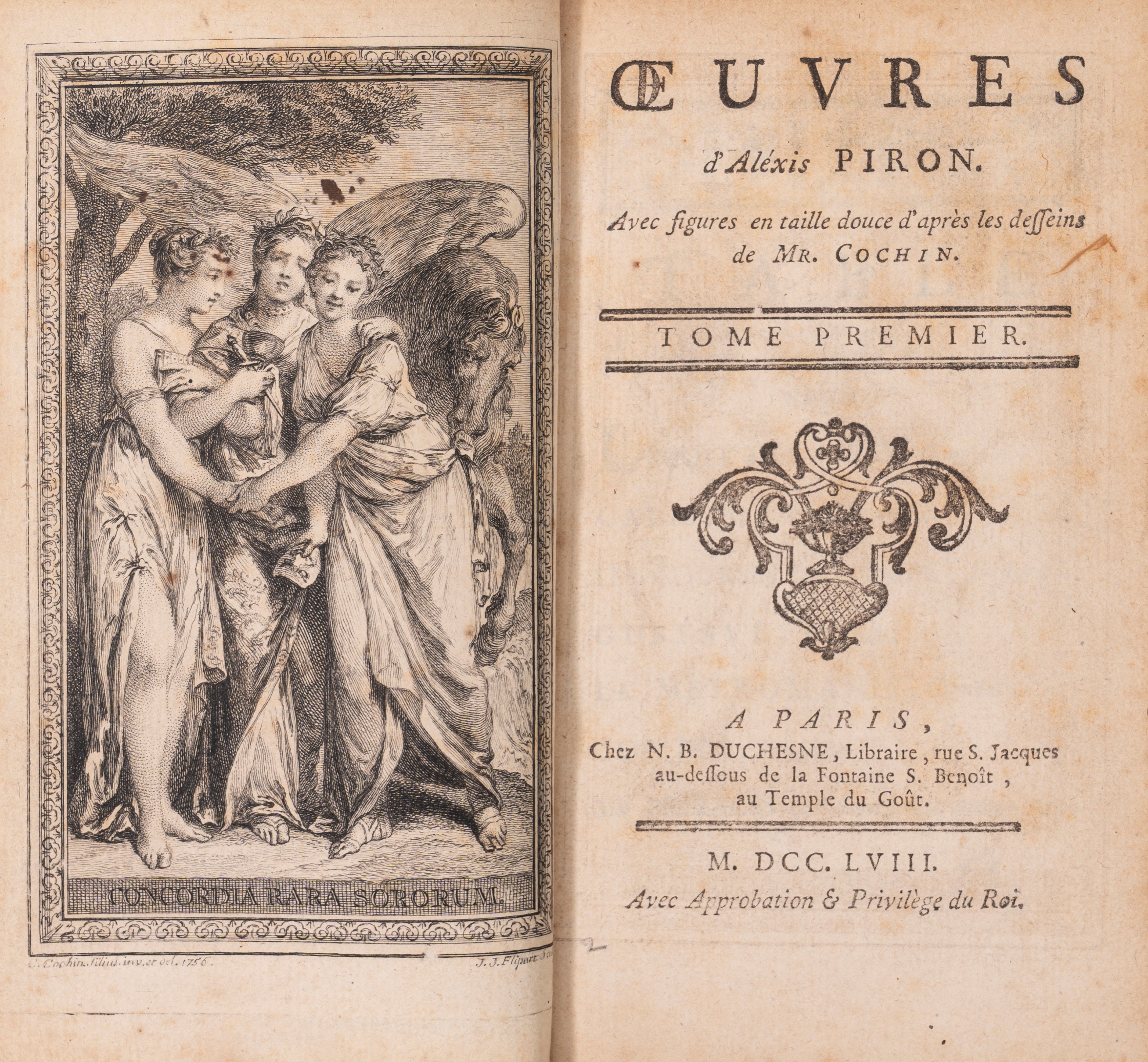 Oeuvres de Piron, 1758, in 3 volumi