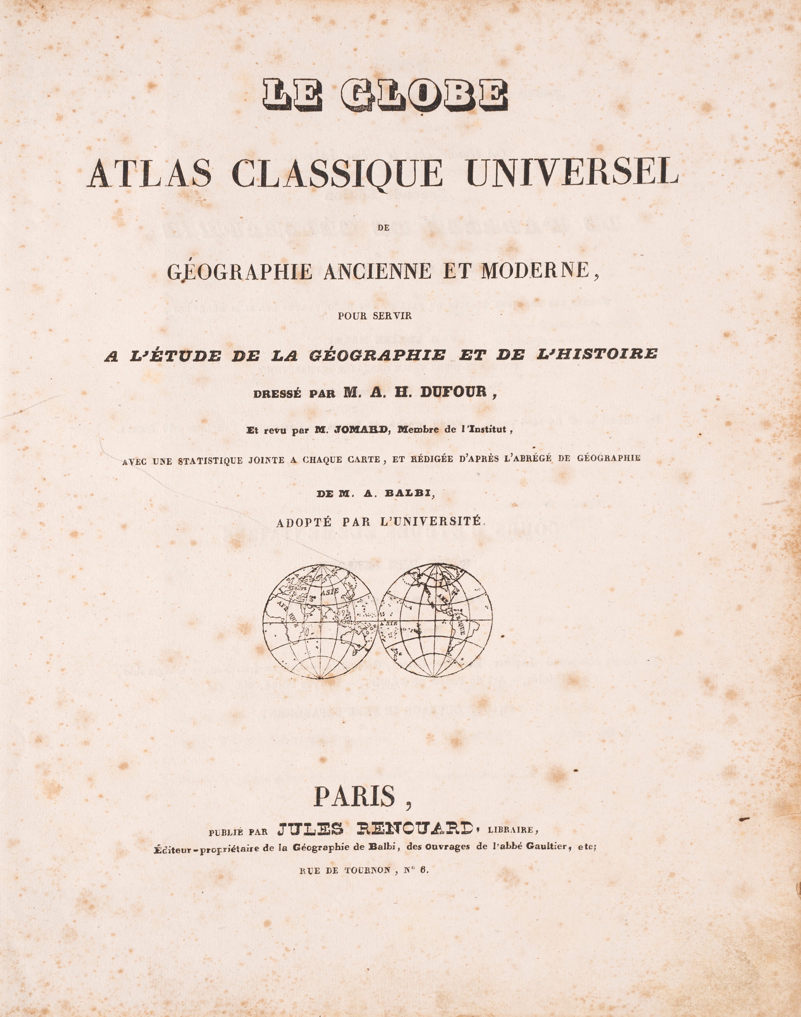Le Globe  - Atlas classique Universel