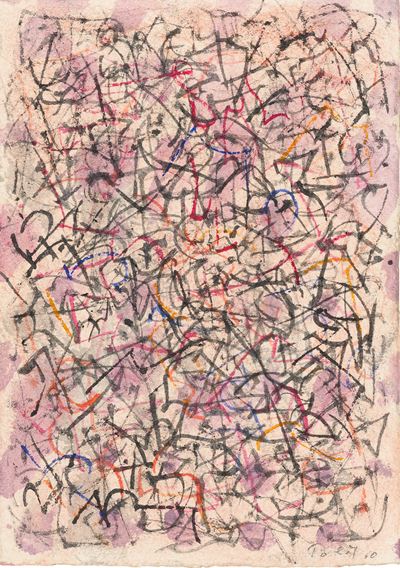 Senza titolo (composizione rosa), acquerello e inchiostro su carta