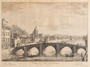 Veduta del Ponte alla Carraia - Veduta della Piazza detta del Gran-Duca - Veduta della Piazza e Chiesa di Santa Croce
