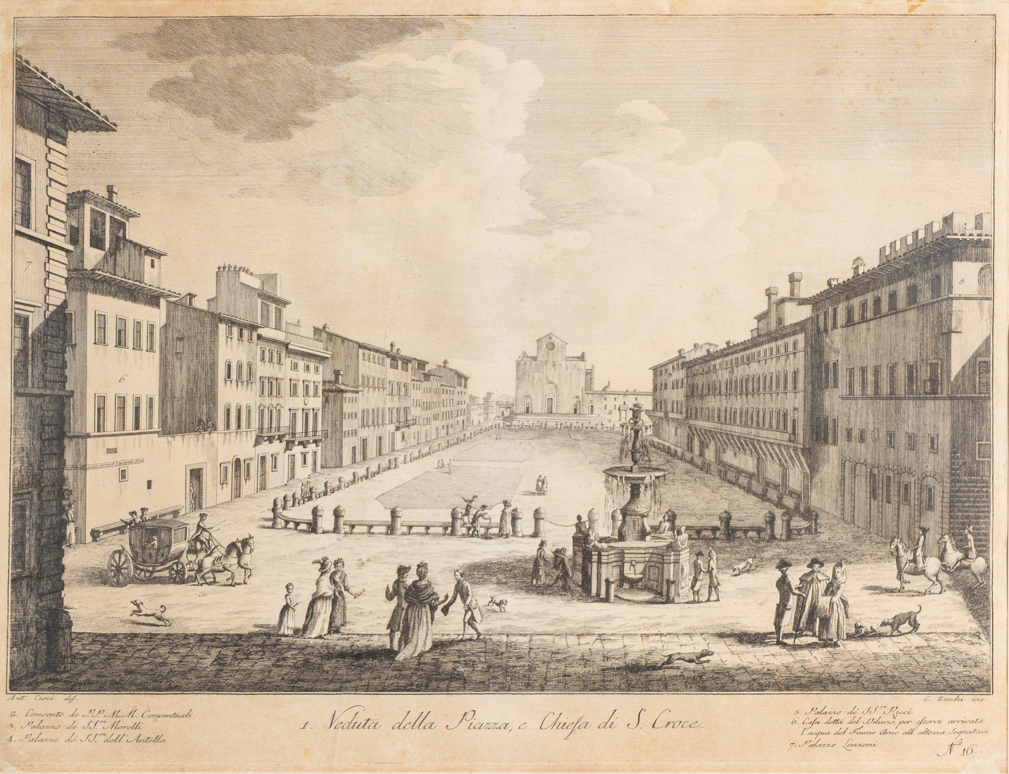 Cosimo Zocchi - Veduta del Ponte alla Carraia - Veduta della Piazza Detta del Gran-duca - Veduta ...