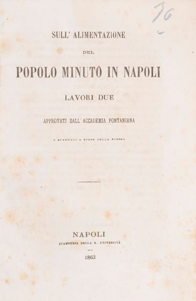 Sull'alimentazione del Popolo Minuto in Napoli