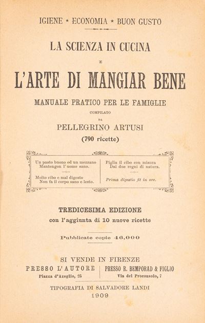 La Scienza in Cucina e L'arte di Mangiar Bene. Manuale Pratico per le Famiglie.