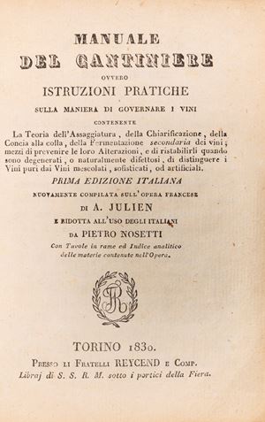 Manuale del cantiniere ovvero istruzioni pratiche sulla maniera di governare i vini.