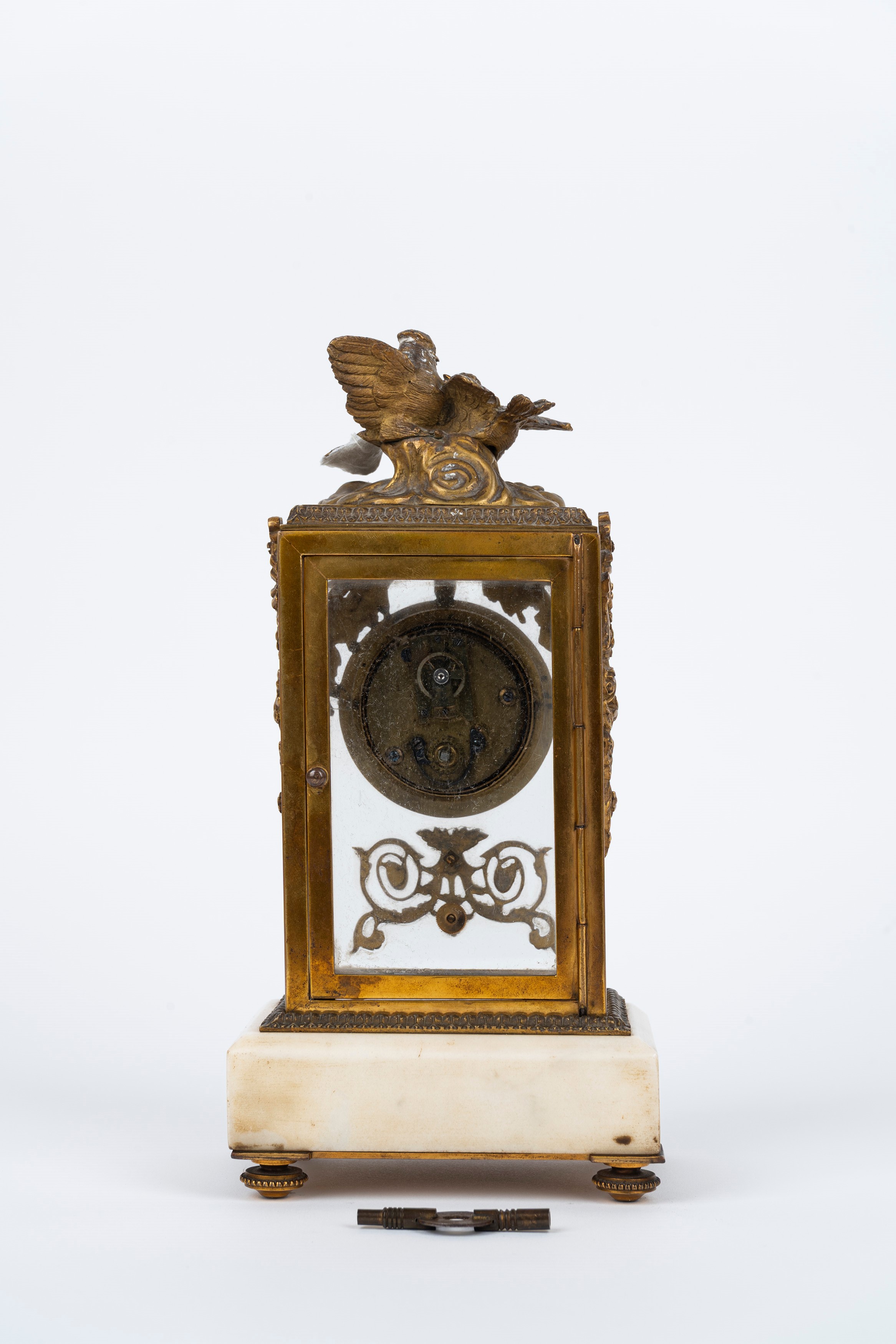 Pendoletta in Bronzo Dorato e Marmo con Zirconi, Secolo XIX