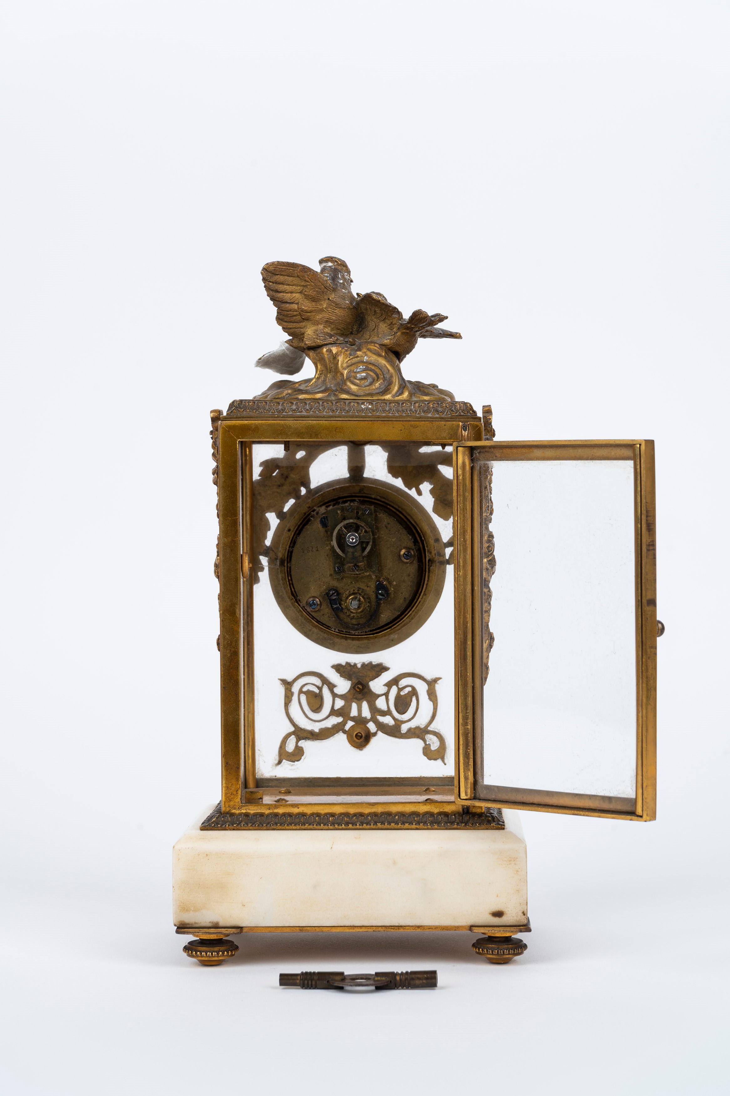 Pendoletta in Bronzo Dorato e Marmo con Zirconi, Secolo XIX