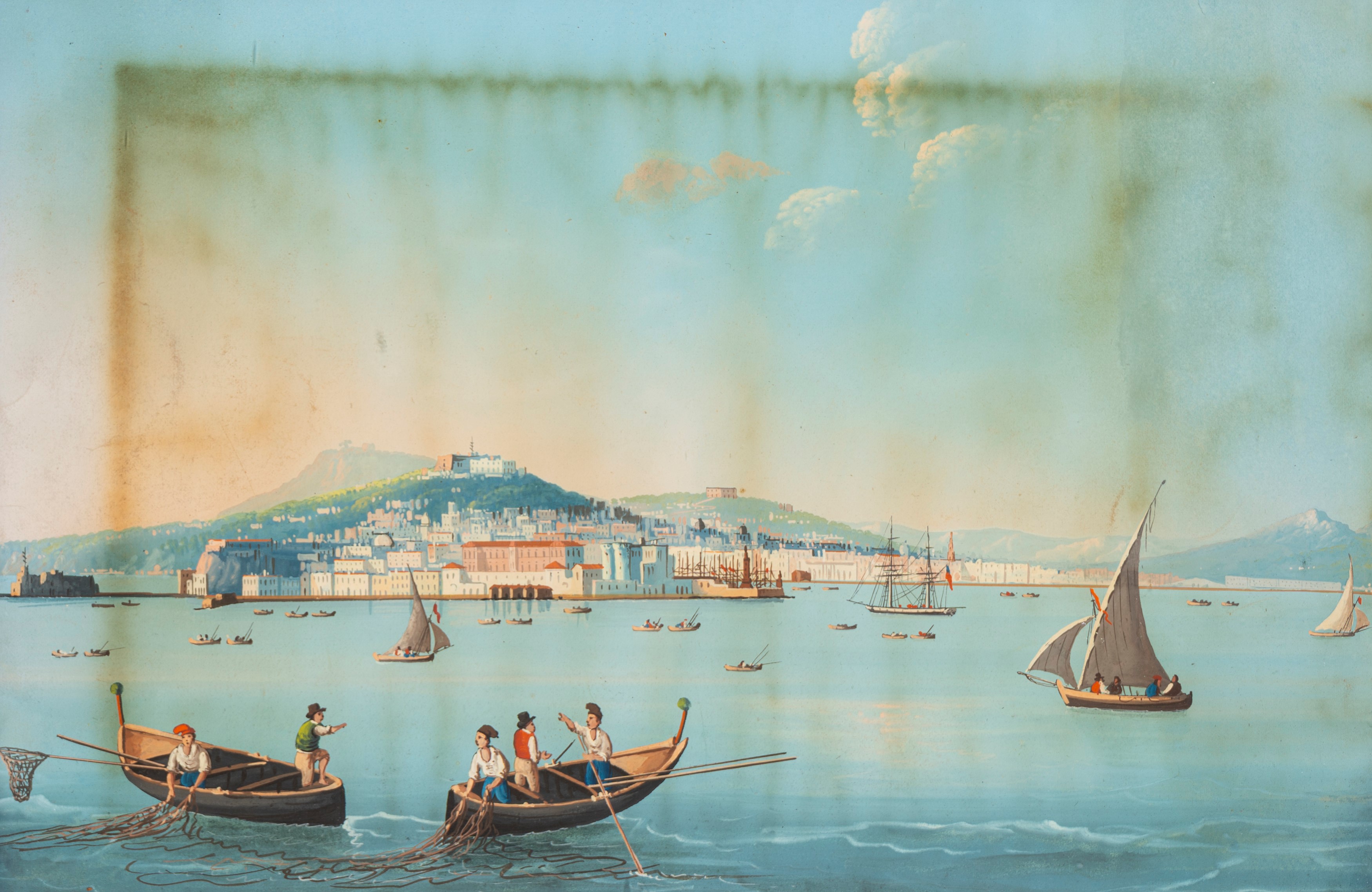 Due Gouaches Raffiguranti Vedute del Golfo di Napoli
