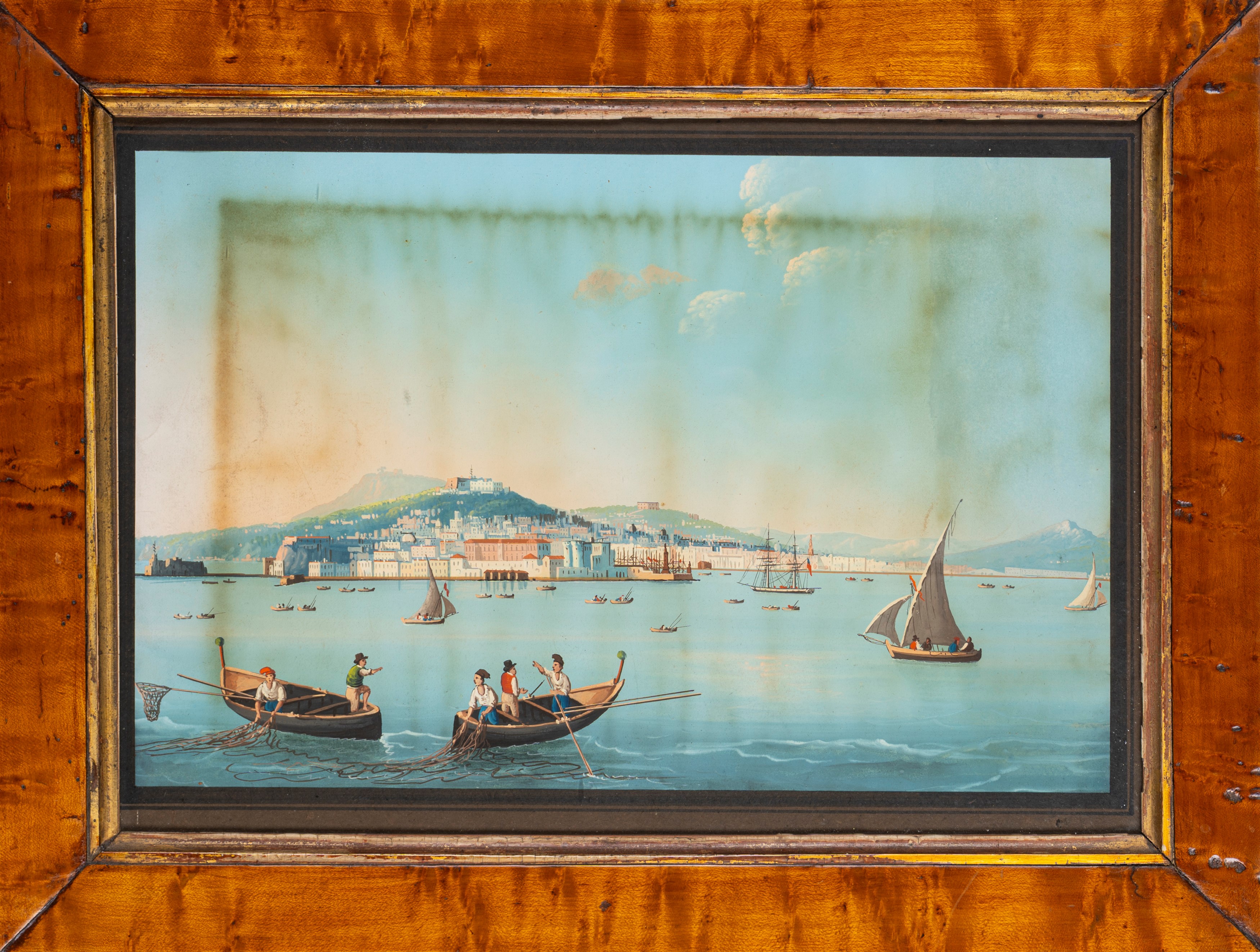 Due Gouaches Raffiguranti Vedute del Golfo di Napoli