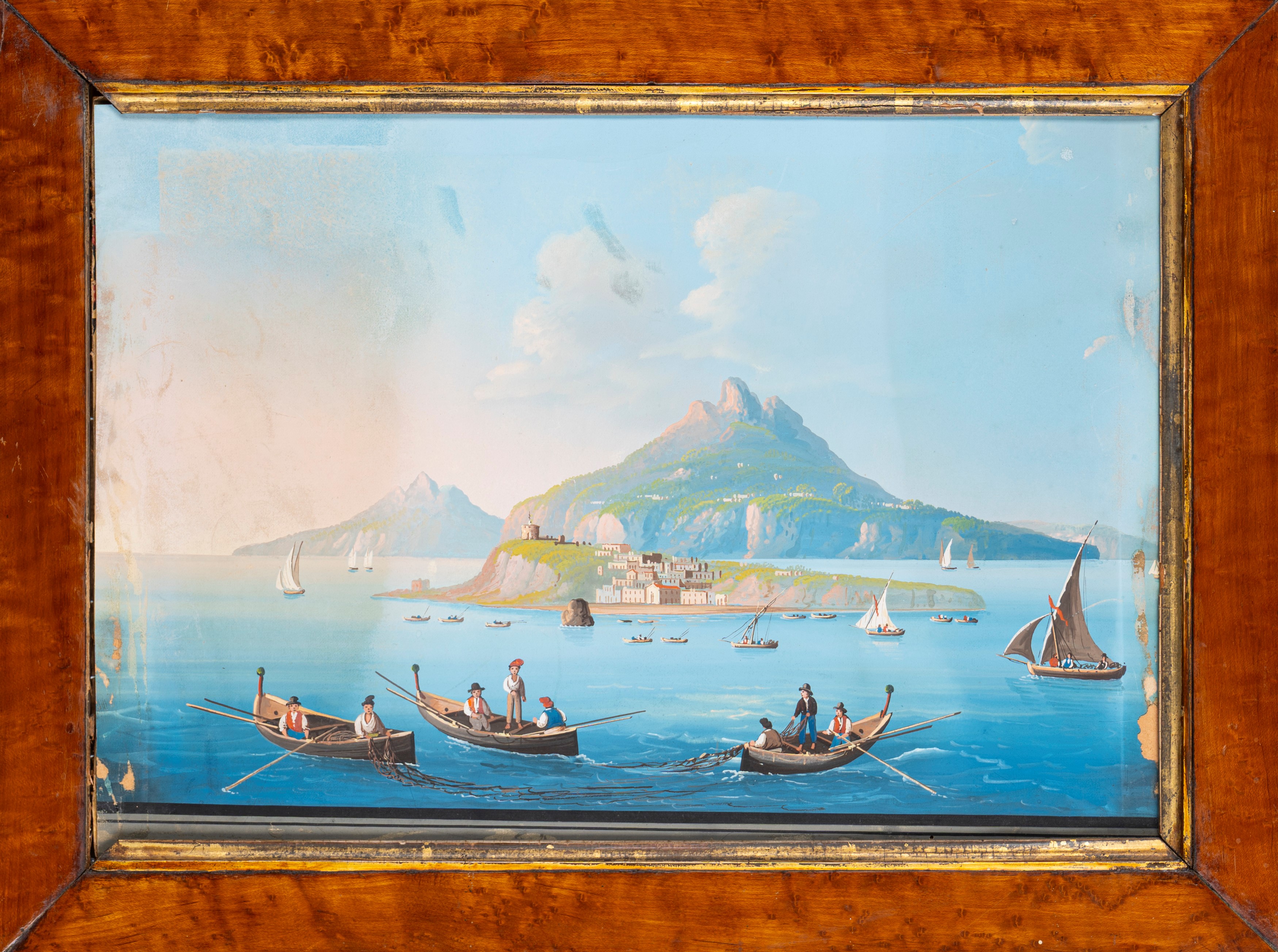 Due Gouaches Raffiguranti Vedute del Golfo di Napoli