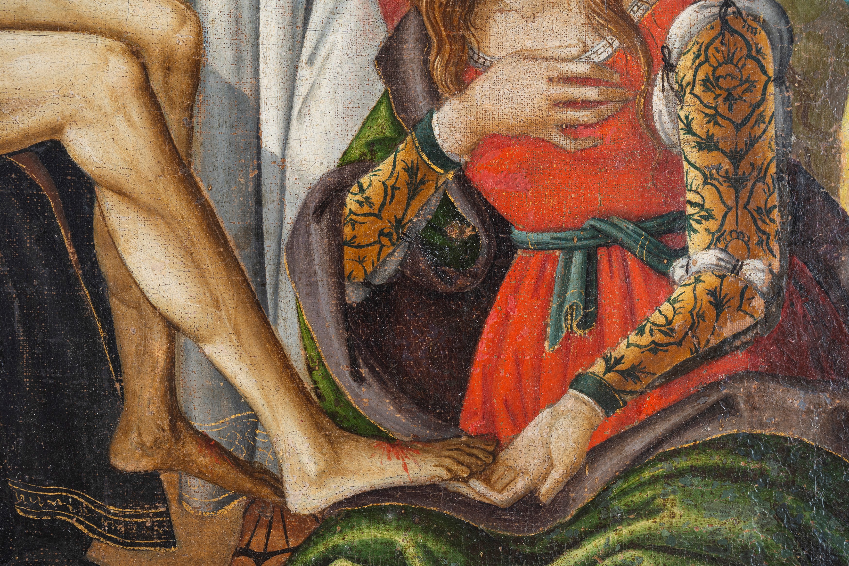 Giovanni Francesco Crivelli (attivo nel Cinquecento) - Compianto su Cristo morto, olio su tela di...