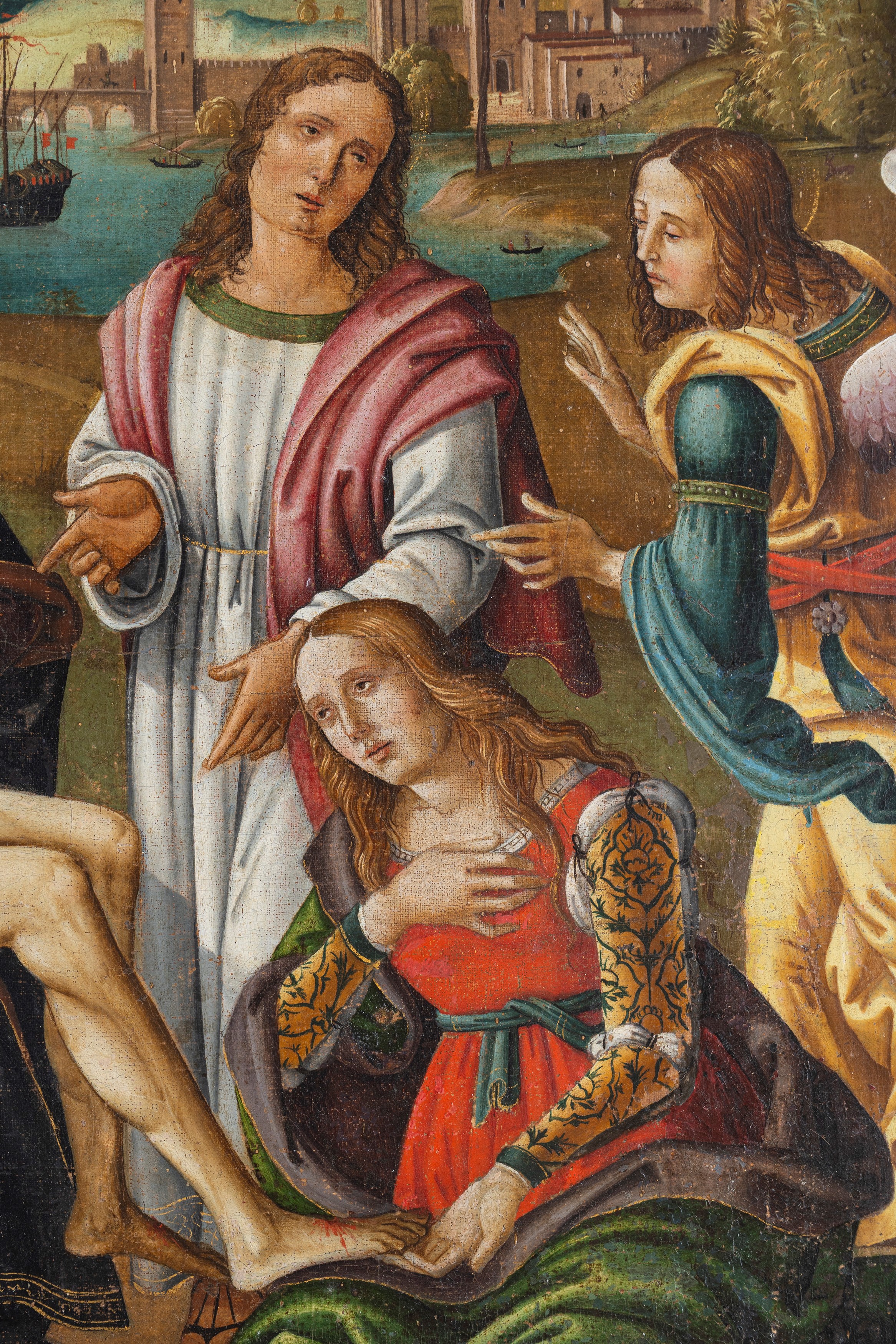 Giovanni Francesco Crivelli (attivo nel Cinquecento) - Compianto su Cristo morto, olio su tela di...