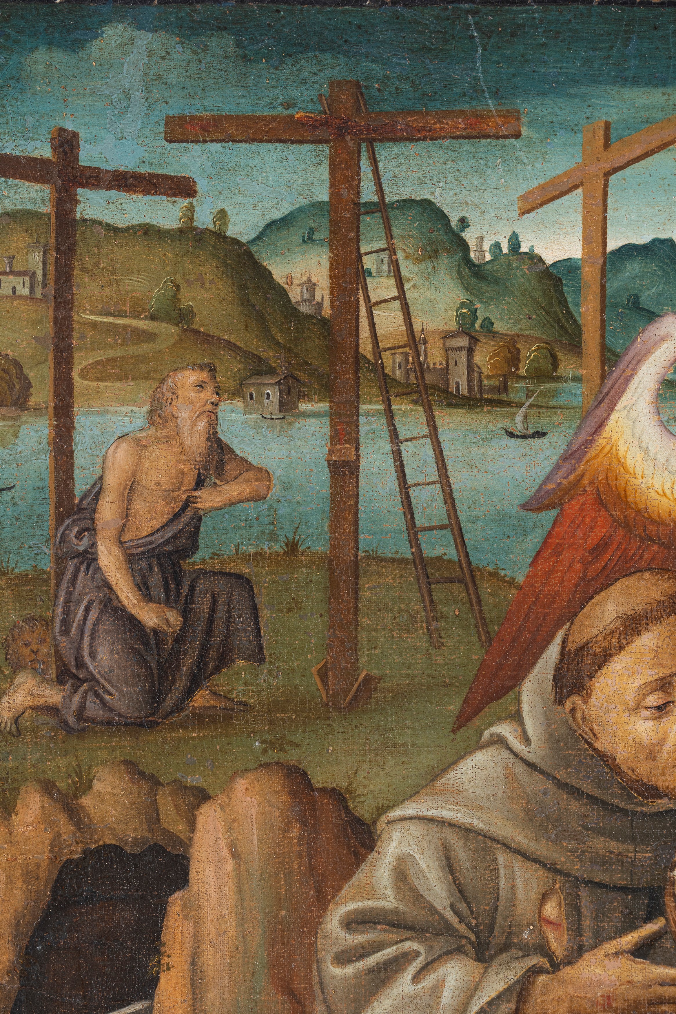 Giovanni Francesco Crivelli (attivo nel Cinquecento) - Compianto su Cristo morto, olio su tela di...