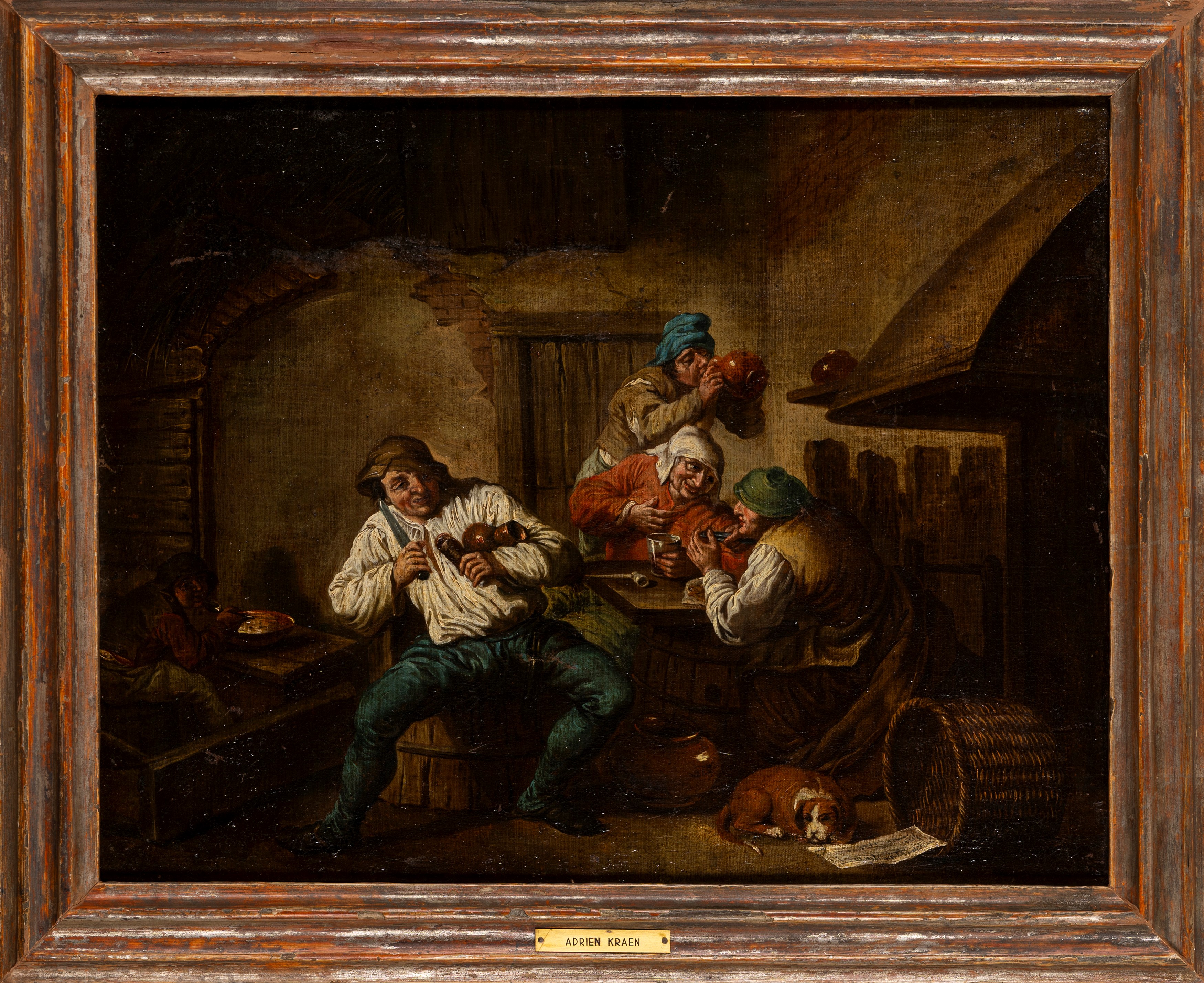 Maniera di David Teniers - Scena di osteria, olio su tela