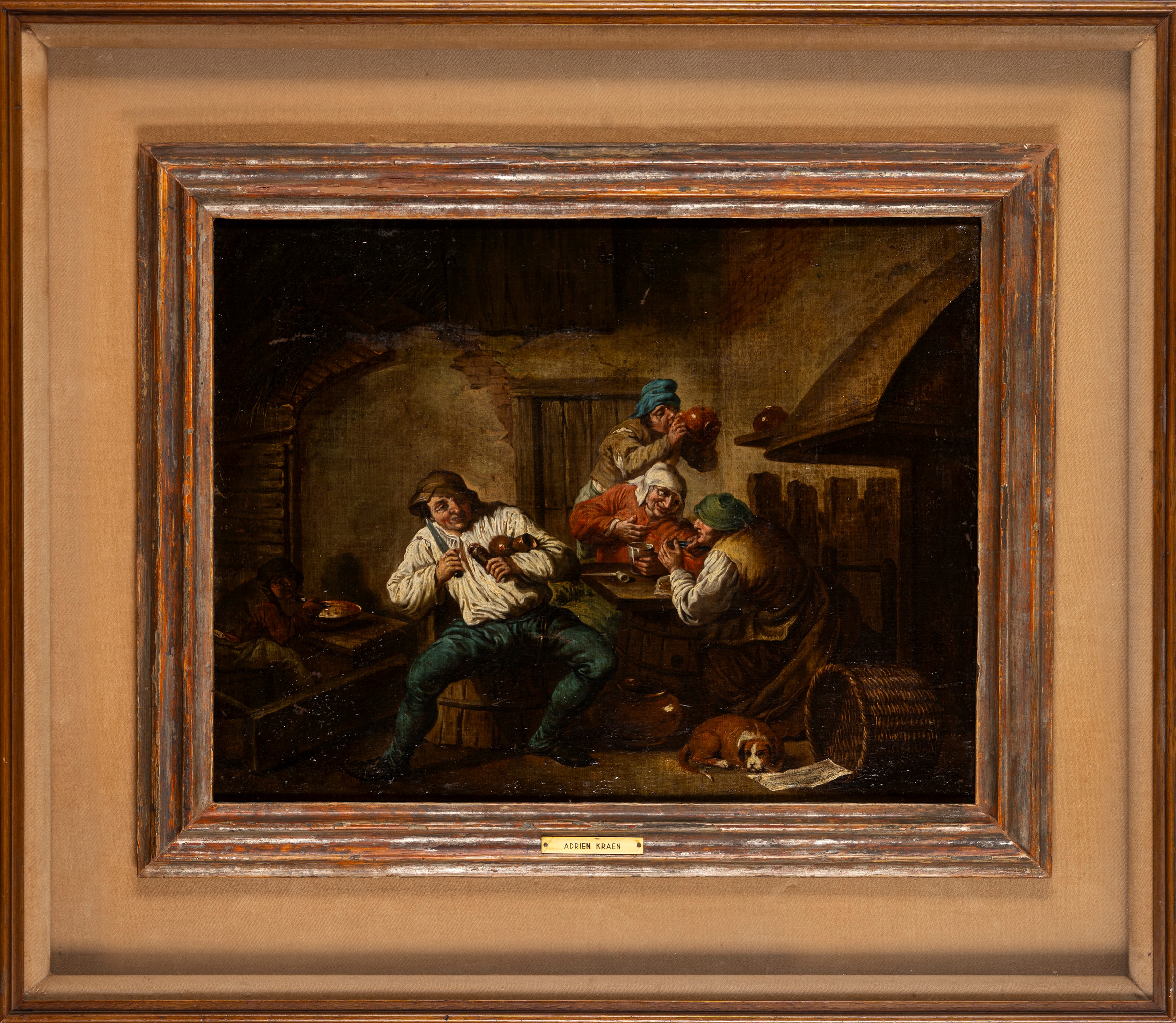 Maniera di David Teniers - Scena di osteria, olio su tela