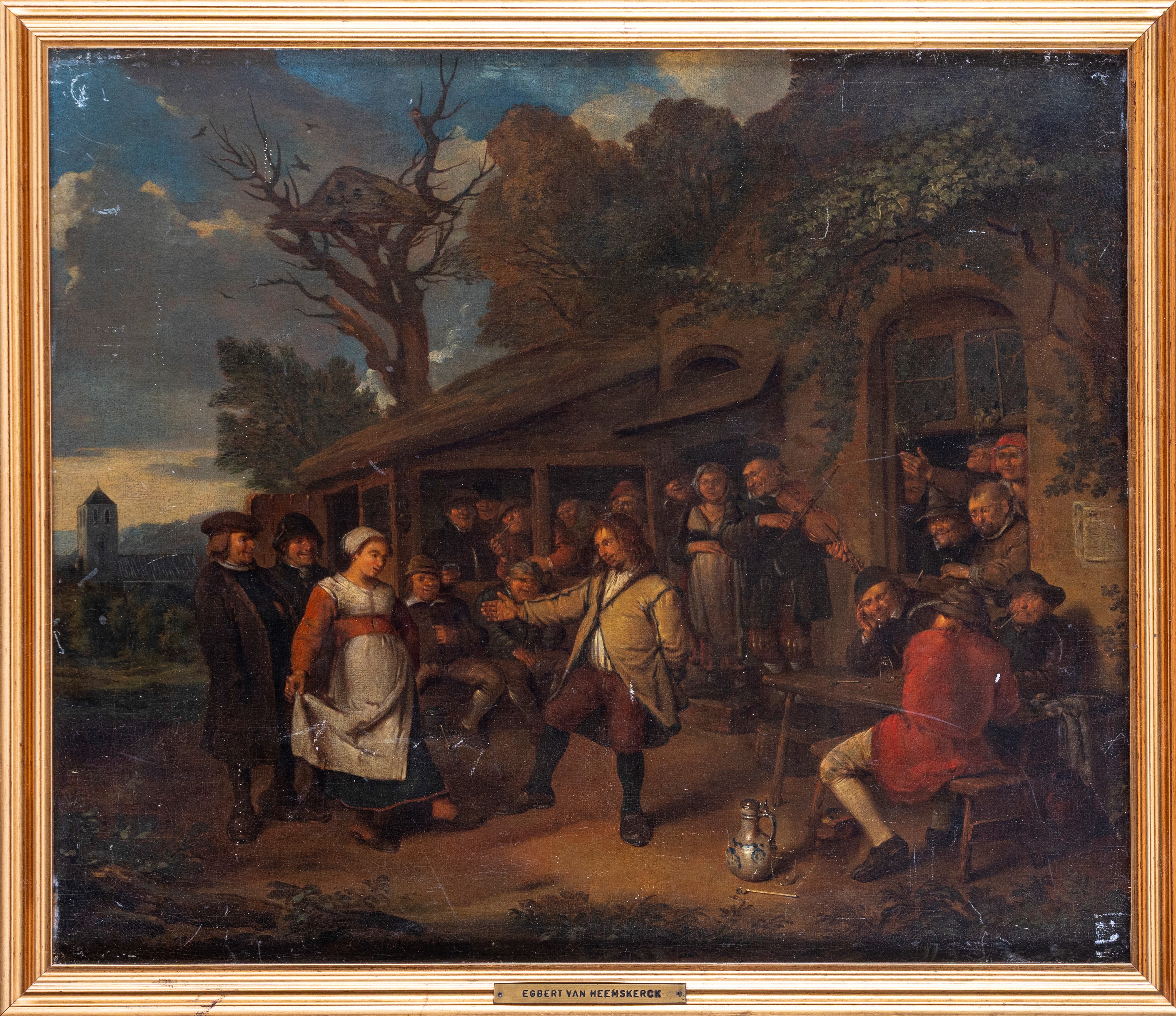 Maniera di David Teniers II - Scena di vita popolare all'aperto, olio su tela