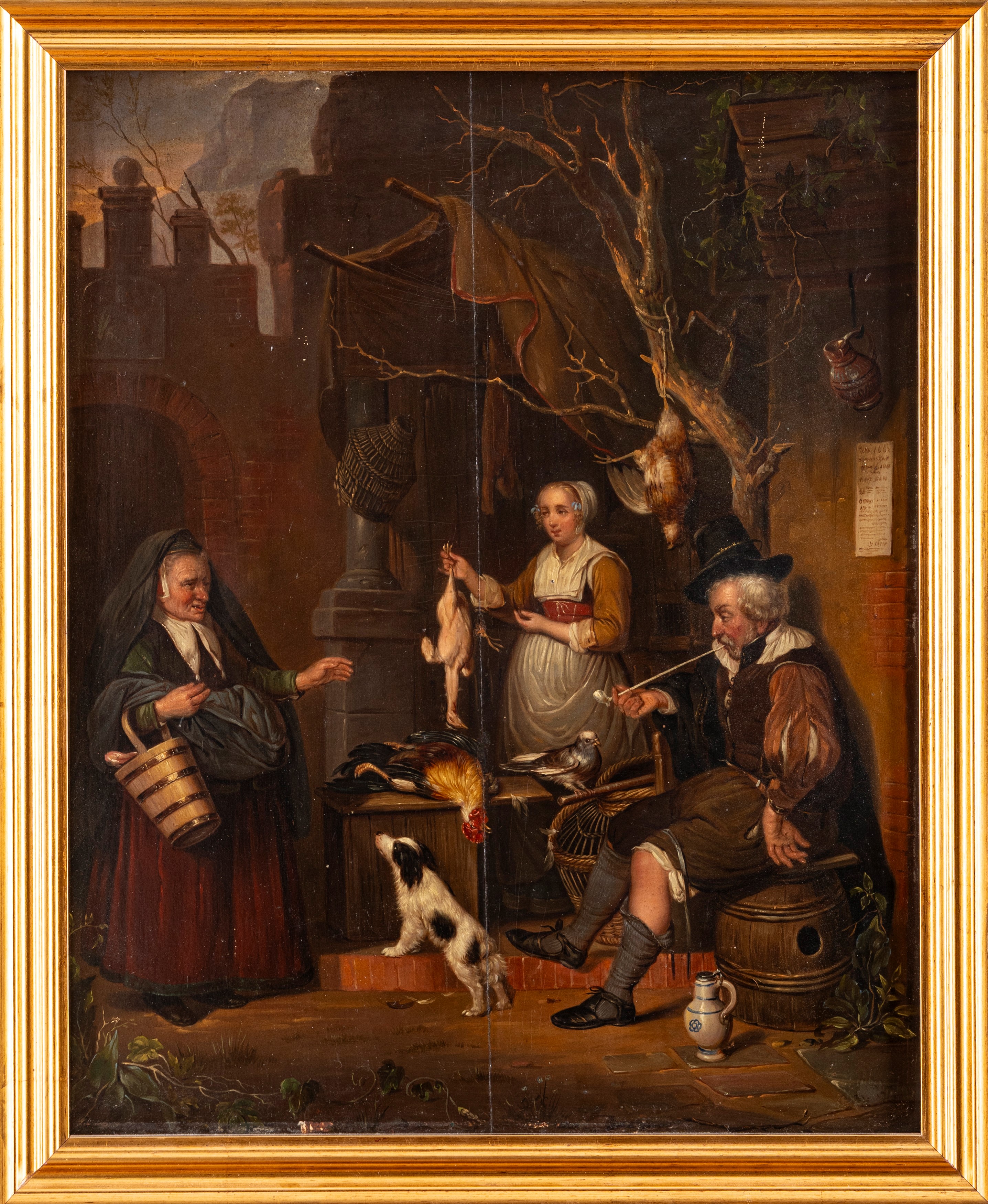 Seguace di Gabriel Metsu - Autore non identificato, Pollivendola - olio su tavola