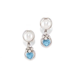 Blue topaz and pear pendant earrings