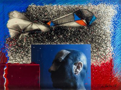 Paesaggio segreto, collage e tecnica mista su tavola (2008)