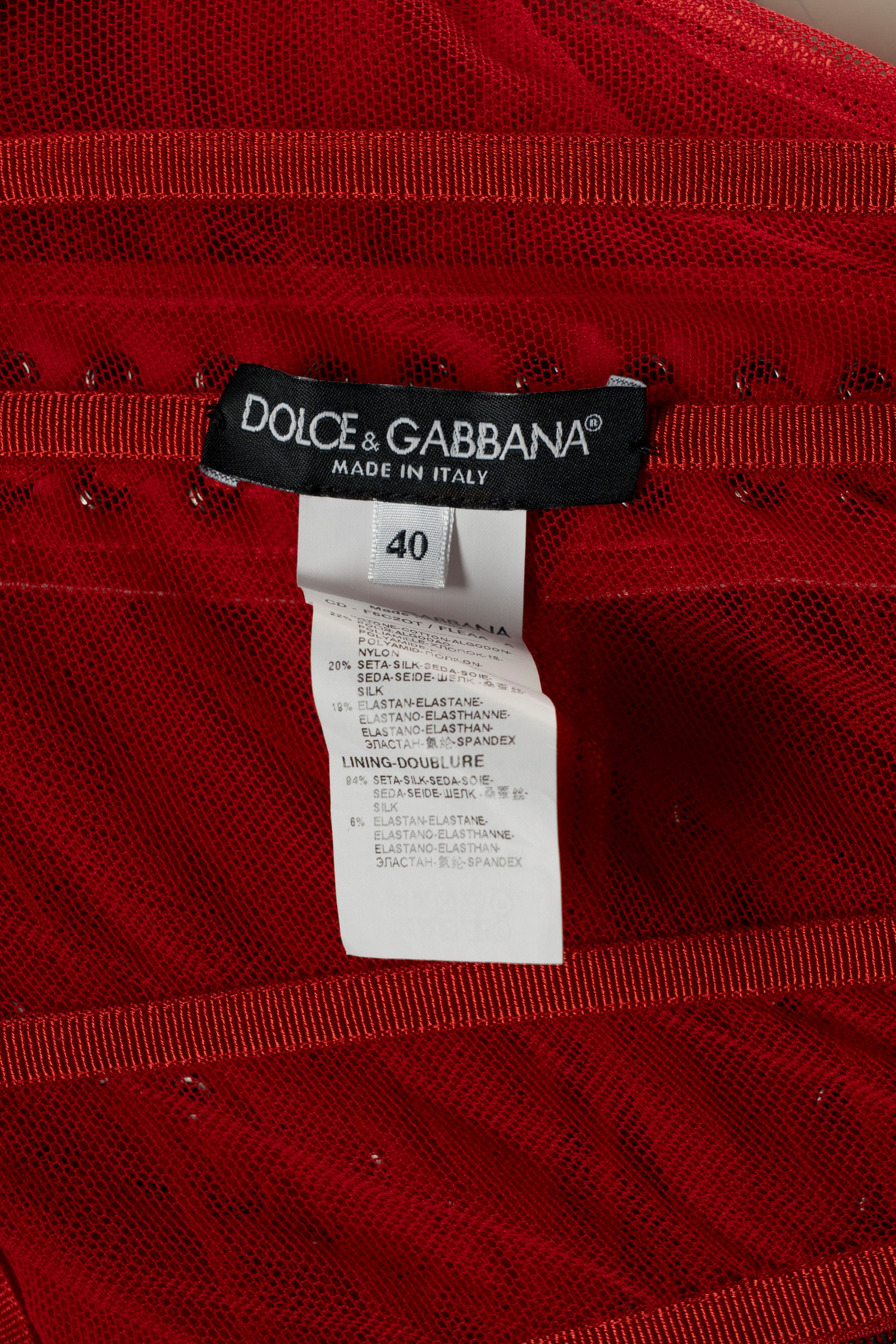 Dolce & Gabbana - Abito in cotone e tulle rosso