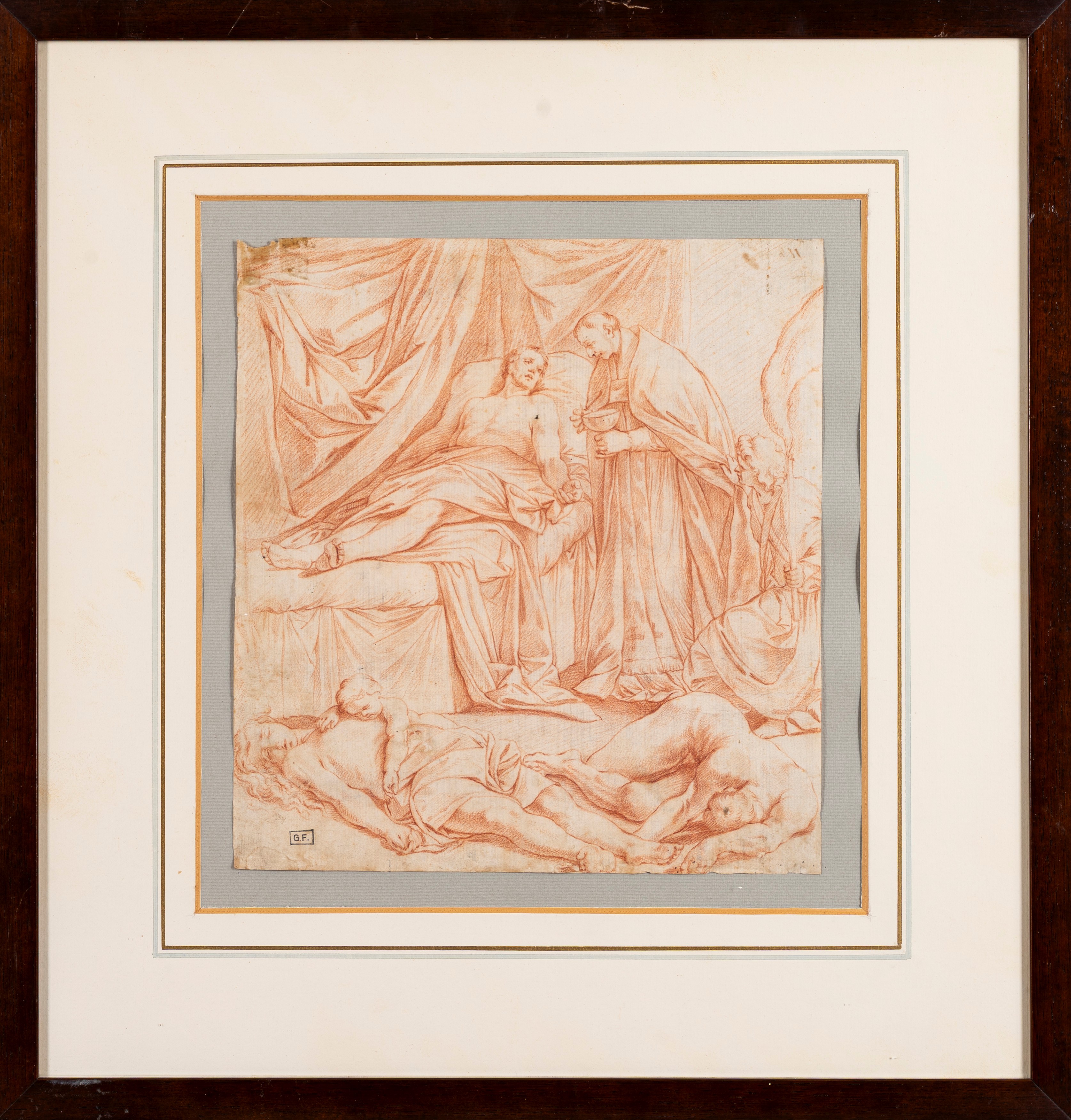 Scuola Lombarda, Inizio Secolo XVII - Autore sconosciuto, Comunione di San Carlo, matita rossa su...