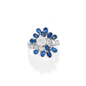Diamond and sapphire ring