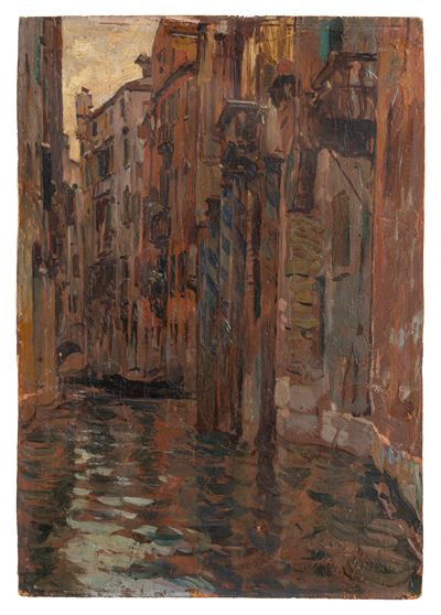 Canale a Venezia, olio su tavola