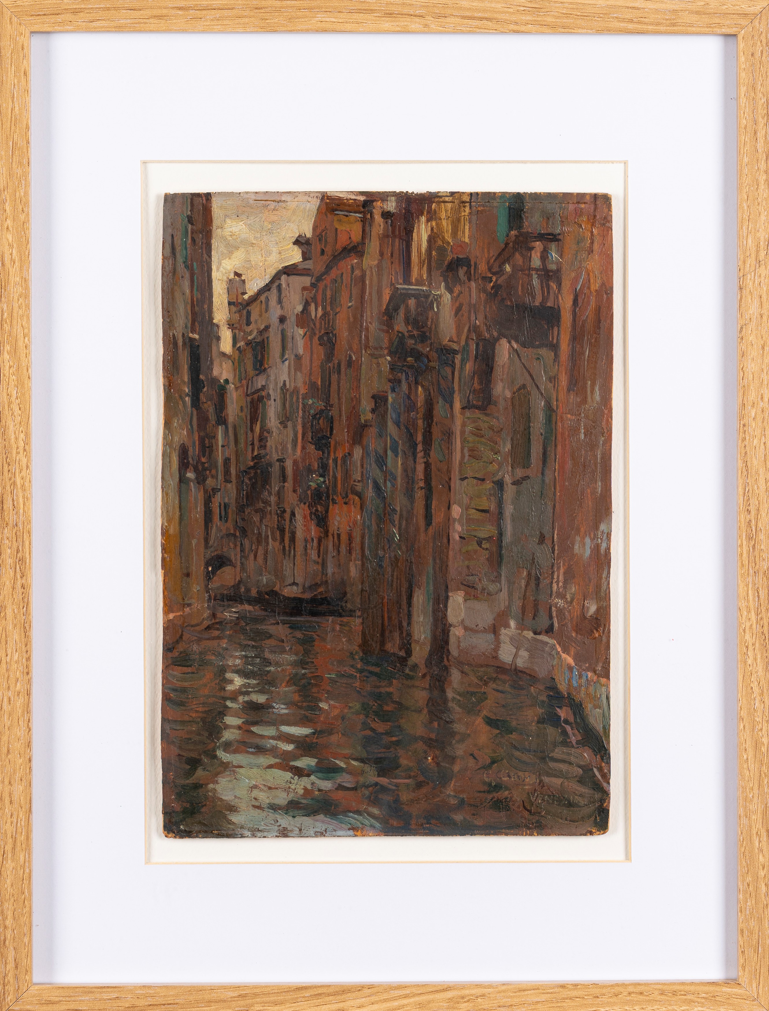 Giuseppe Carosi - Canale a Venezia, olio su tavola