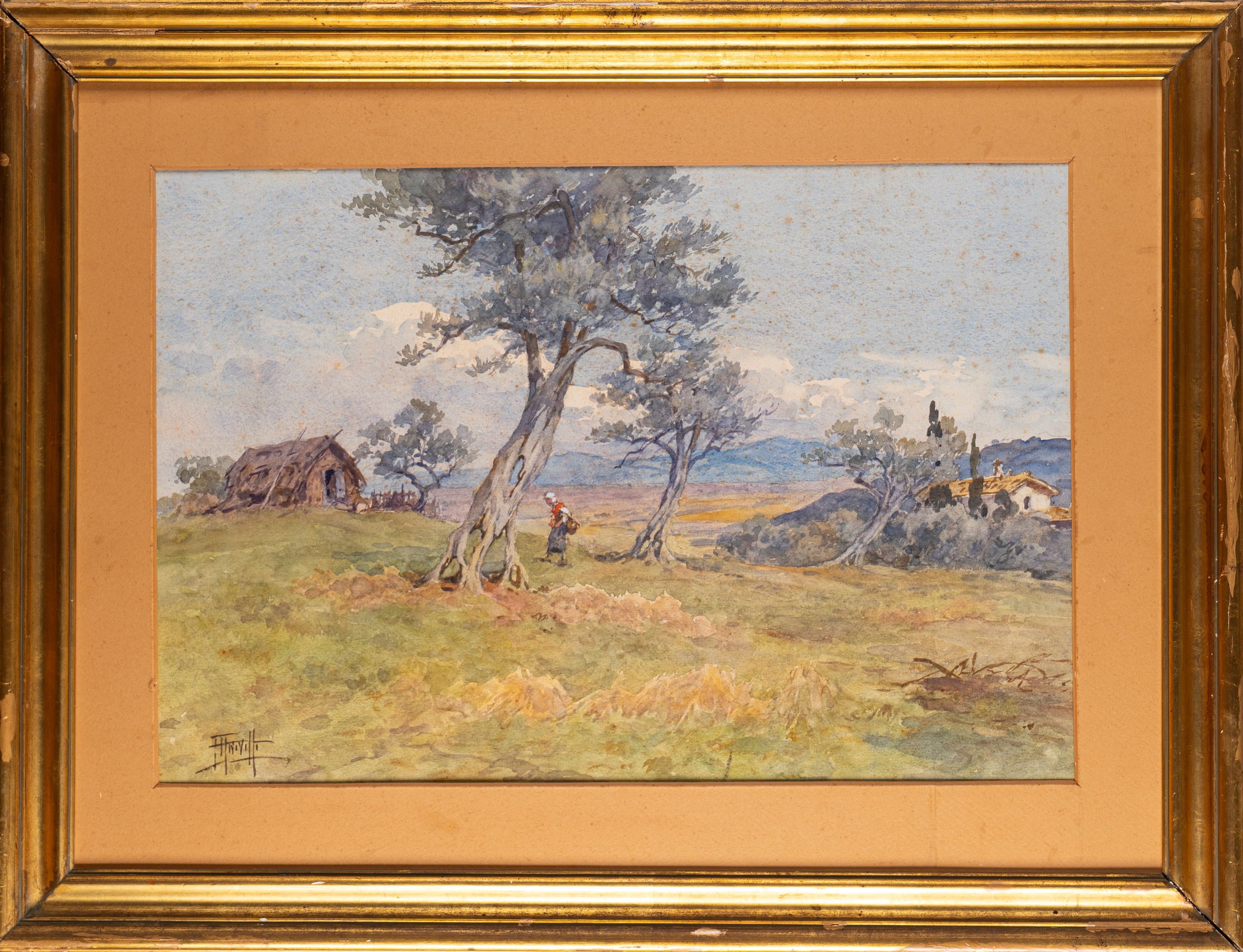 Filippo Anivitti - Case nella Campagna Romana