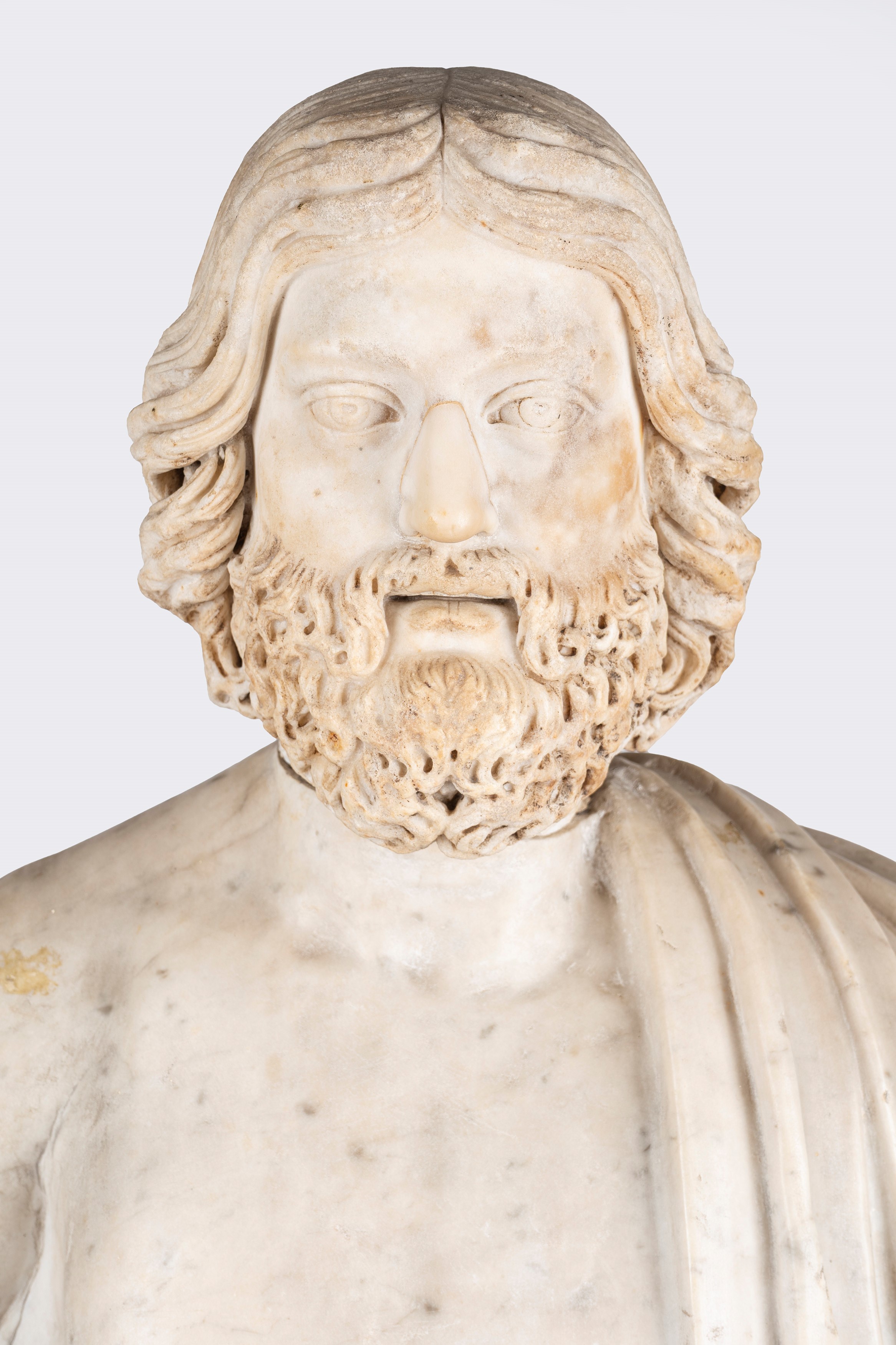 Antica Scultura in Marmo Raffigurante Busto di Filosofo