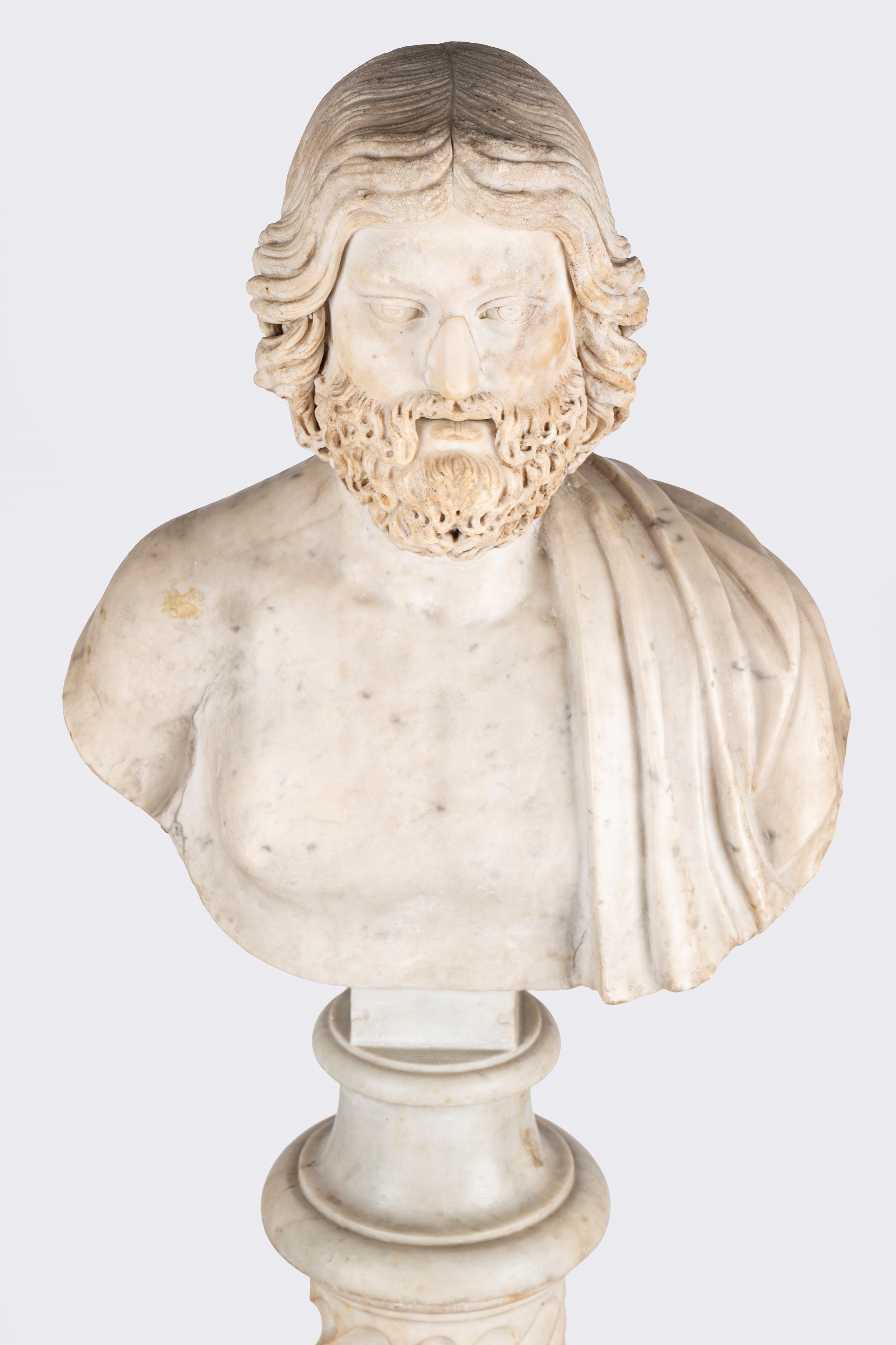Antica Scultura in Marmo Raffigurante Busto di Filosofo