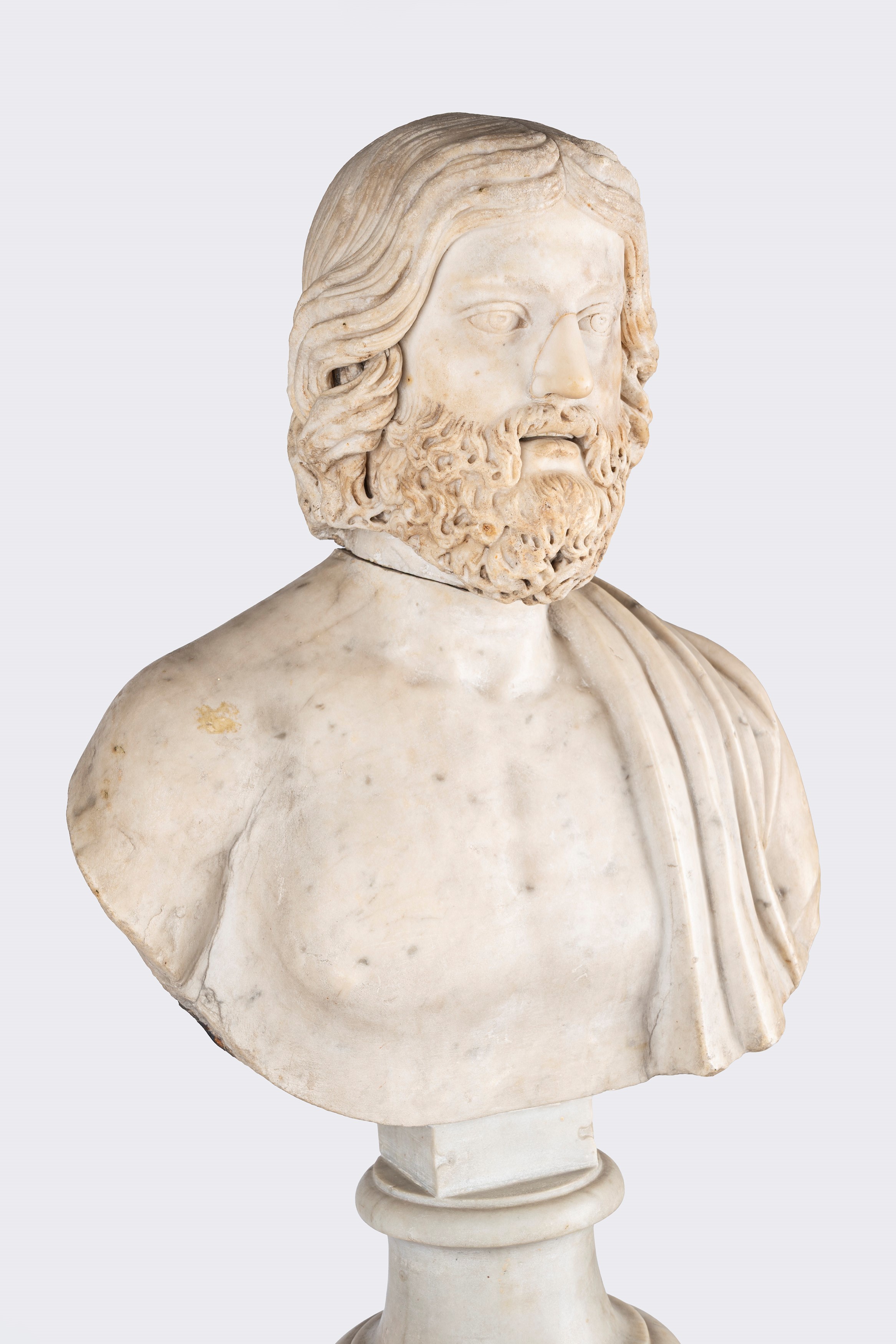 Antica Scultura in Marmo Raffigurante Busto di Filosofo