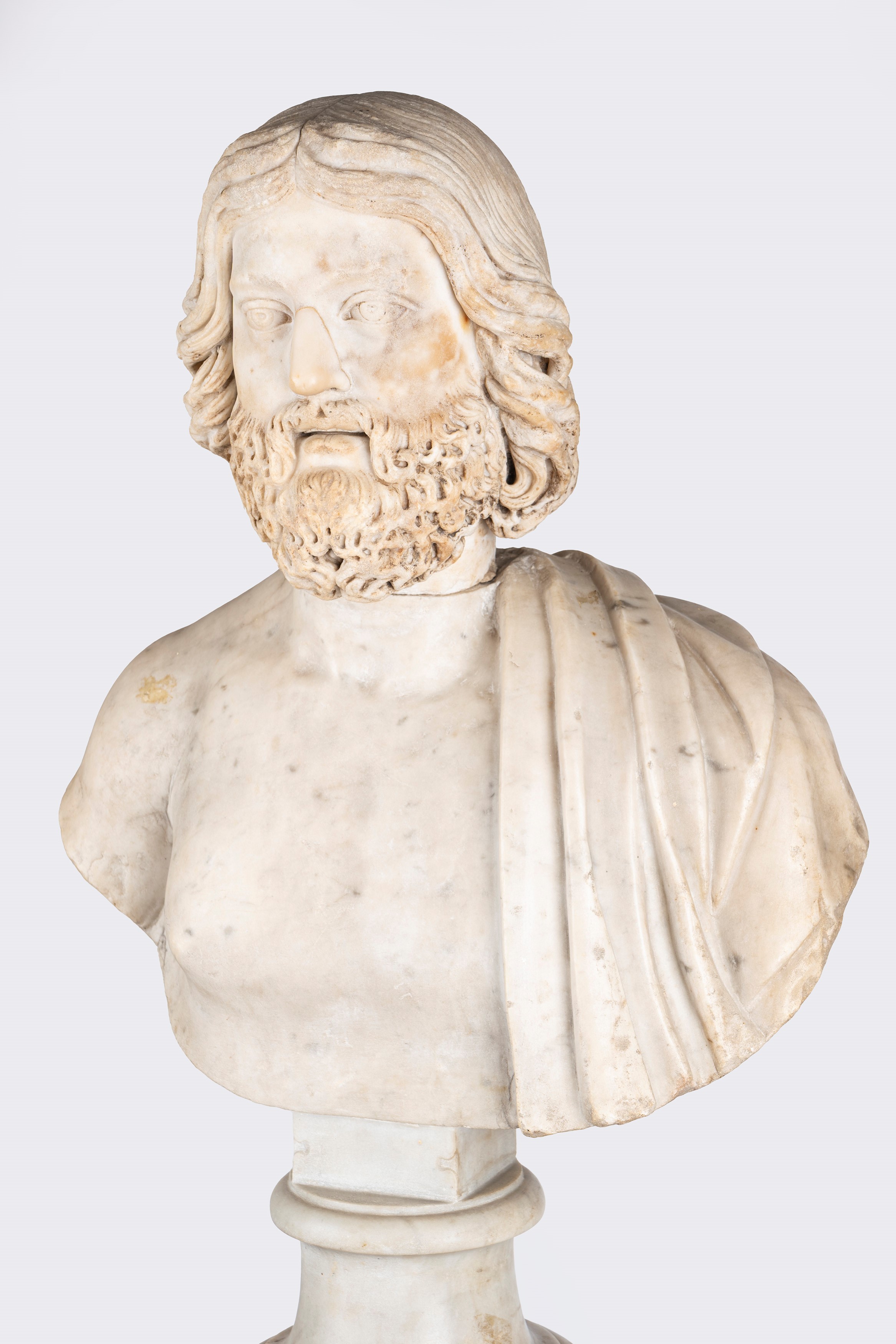 Antica Scultura in Marmo Raffigurante Busto di Filosofo