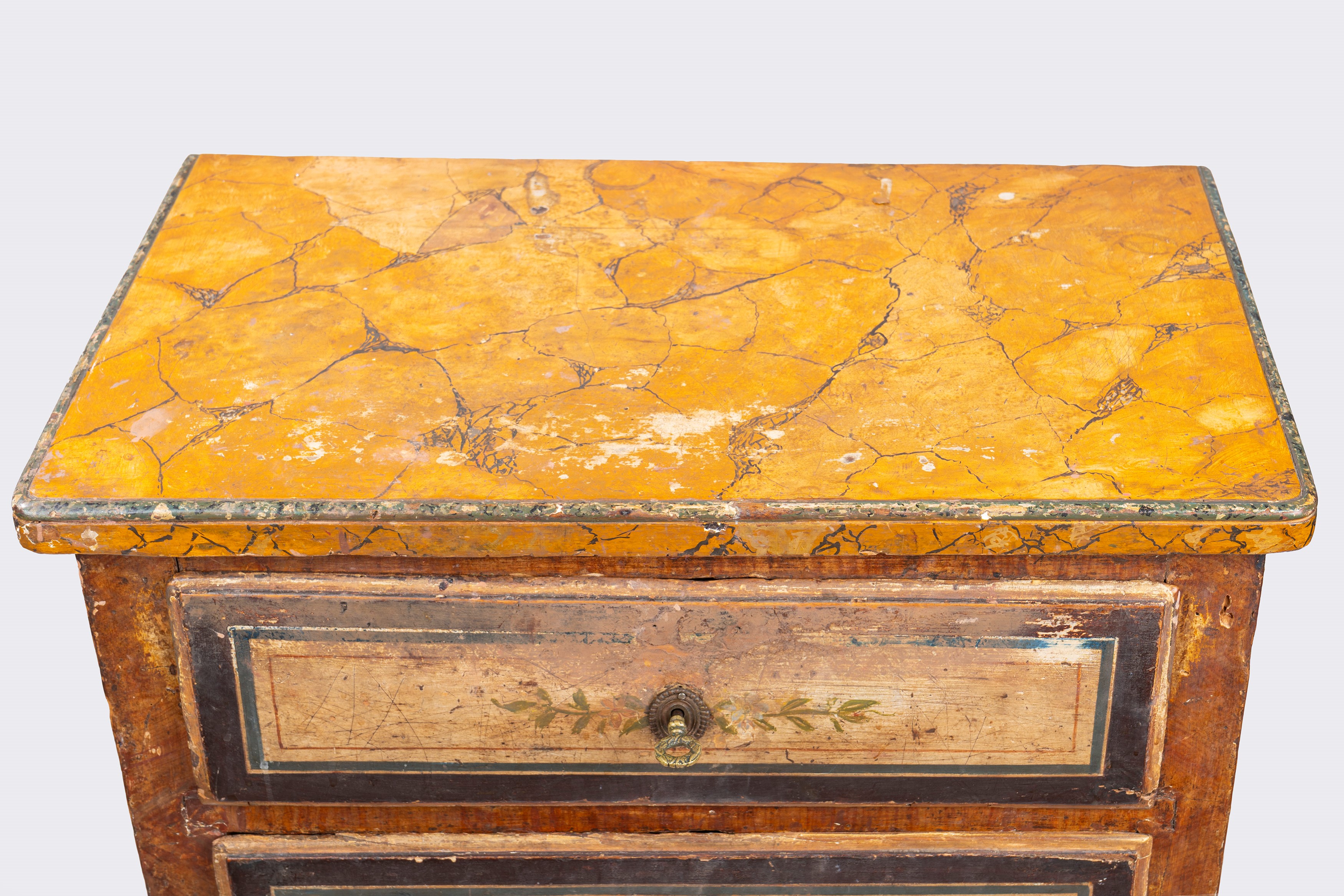 Piccolo Comò a Due Cassetti in Legno Laccato, Secolo XVIII