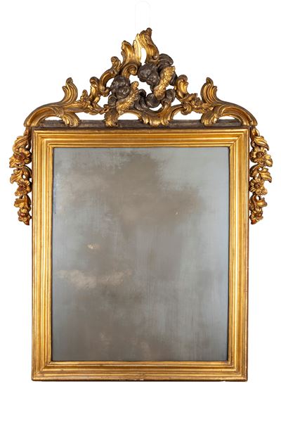Specchiera in Legno Intagliato e Dorato, Secolo XIX