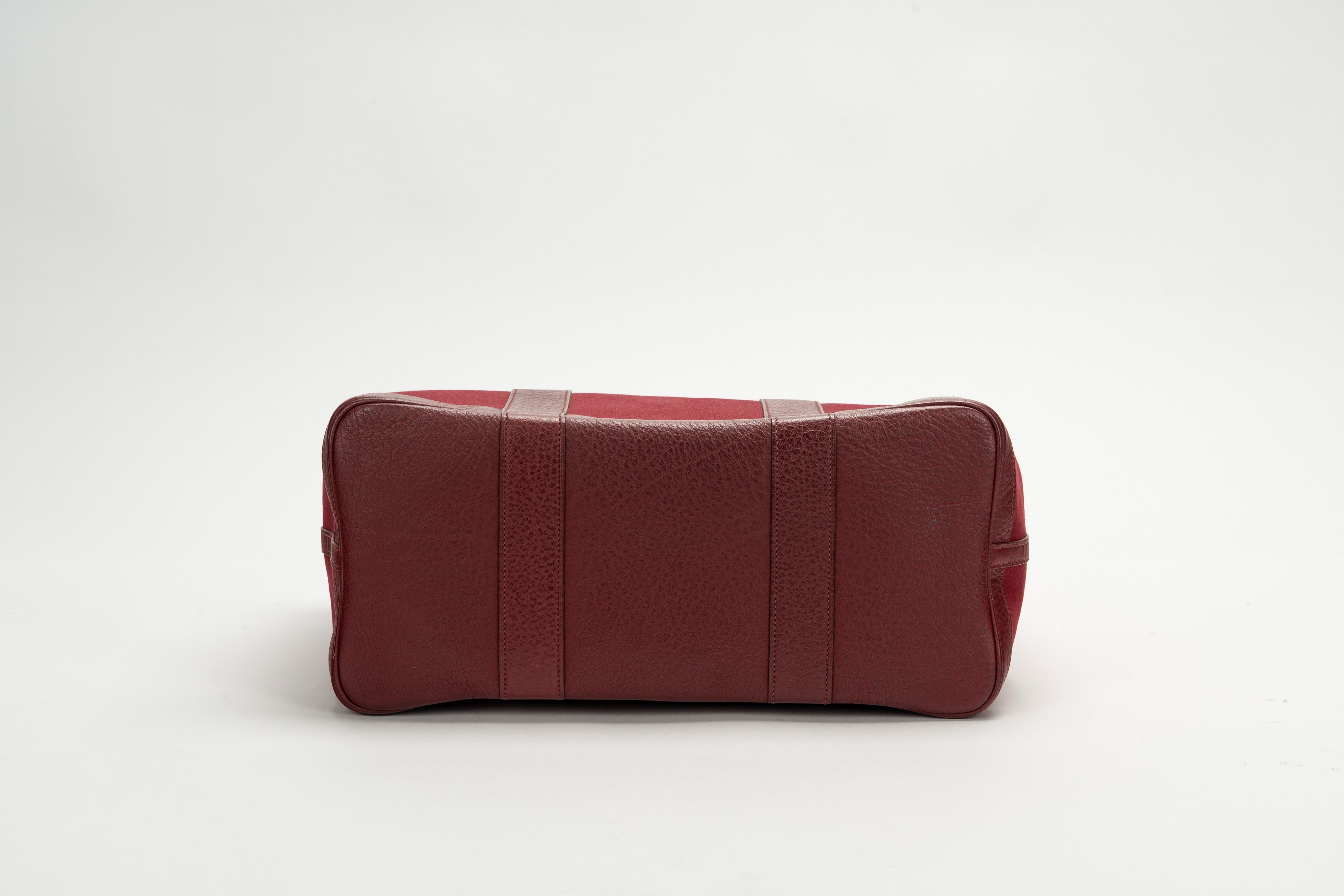 Hermès - Borsa Garden Party, tela color burgundy con profili e manici in pelle clemence, 2006