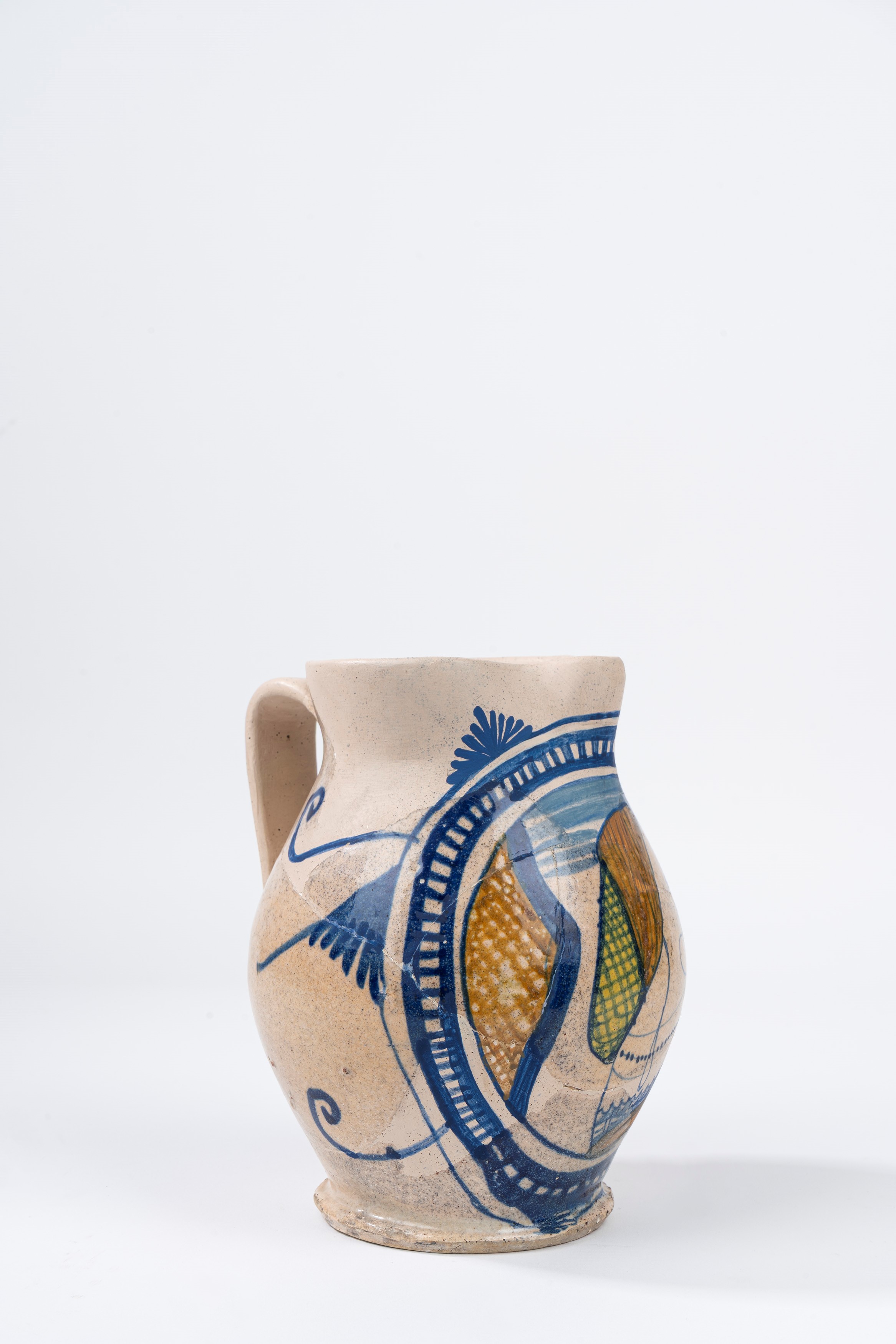 Boccale in Maiolica Policroma, Emilia Romagna, Prima Metà Secolo XVI