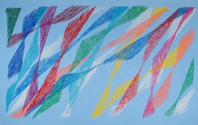 Composizione azzurra, serigrafia a colori, 1989/'90