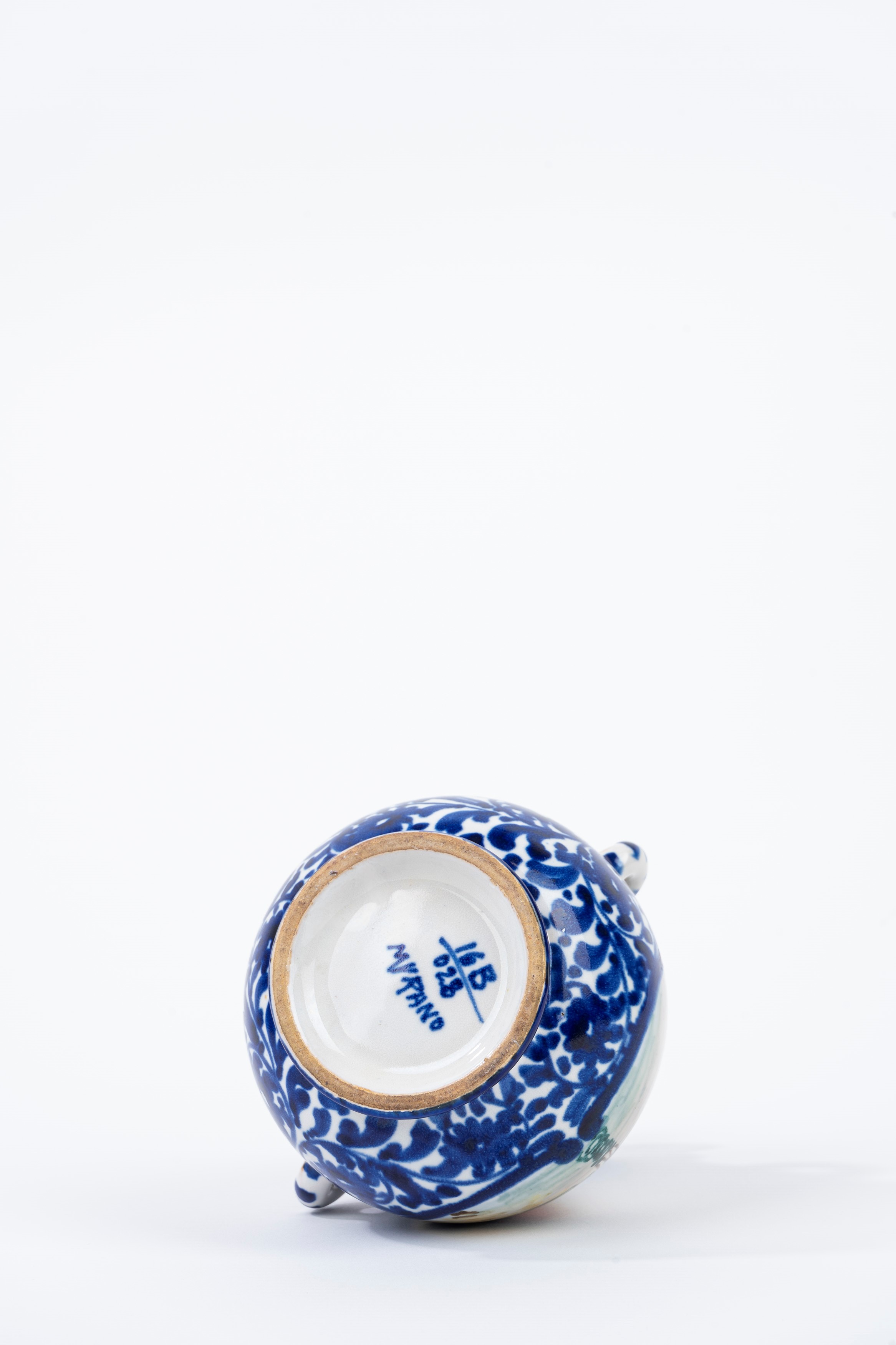 Piccola Fiasca in Ceramica Policroma con Vedute di Venezia, Manifattura di Murano, Prima Metà del...