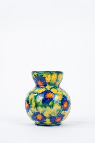 Vaso in Ceramica con Decoro Floreale, Guerrieri Murano, Prima Metà del Secolo XX