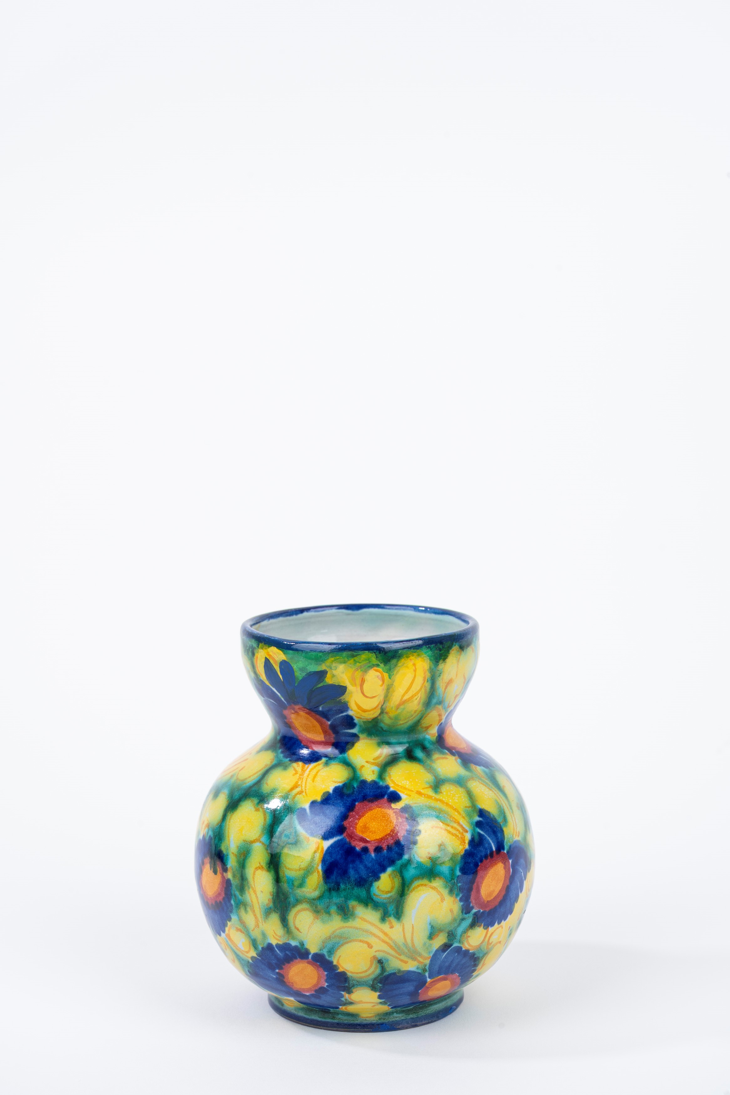 Vaso in Ceramica con Decoro Floreale, Guerrieri Murano, Prima Metà del Secolo XX
